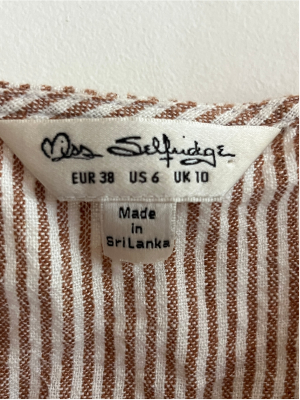 Women's Miss Selfridge Striped Crop Top Size 6 Brown & White - Picture 3 of 5